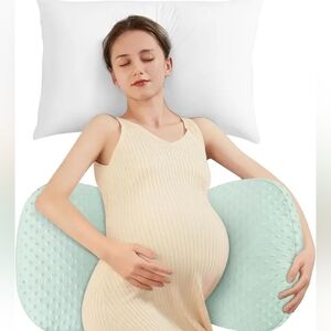 Maternity Support Pillow - Light Mint Pregnancy Cushion for Side Sleeping